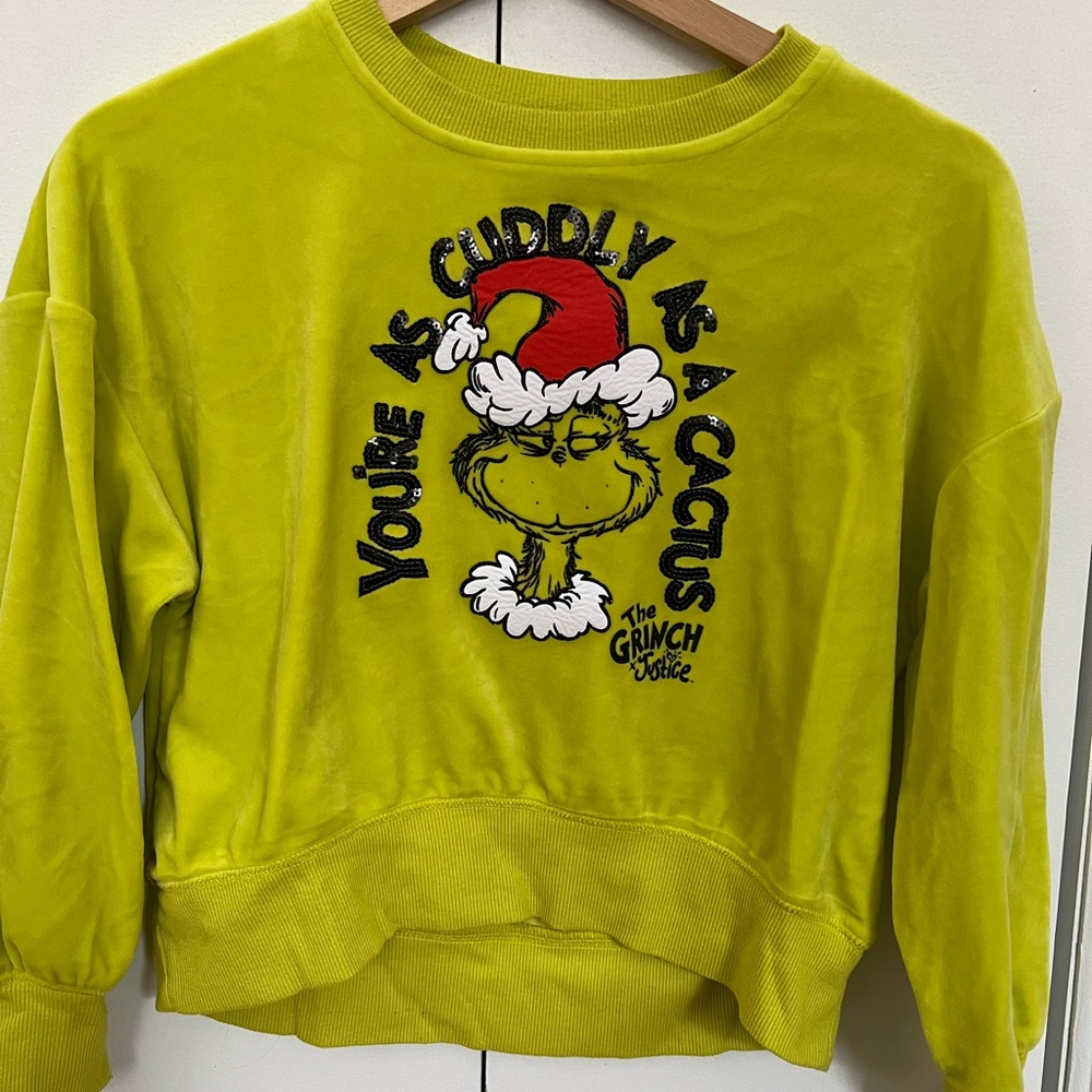 Grinch velour Lime Green Sweatshirt